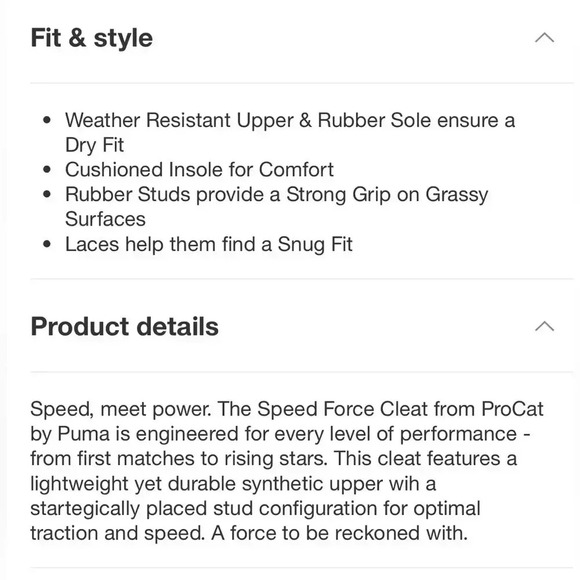 Puma pro cat speed force cleat big kid 4 black white blue soccer shoes cleats - Picture 3 of 17